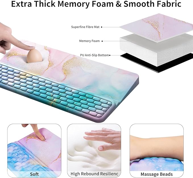 Keyboard Stand for Desktop Keyboard Wrist Rest Ergonomic Keyboards Holder for Easy Typing Working Wrist pad for Keyboards with Comfortable Wrist Rest for Keyboard Blue Pink
