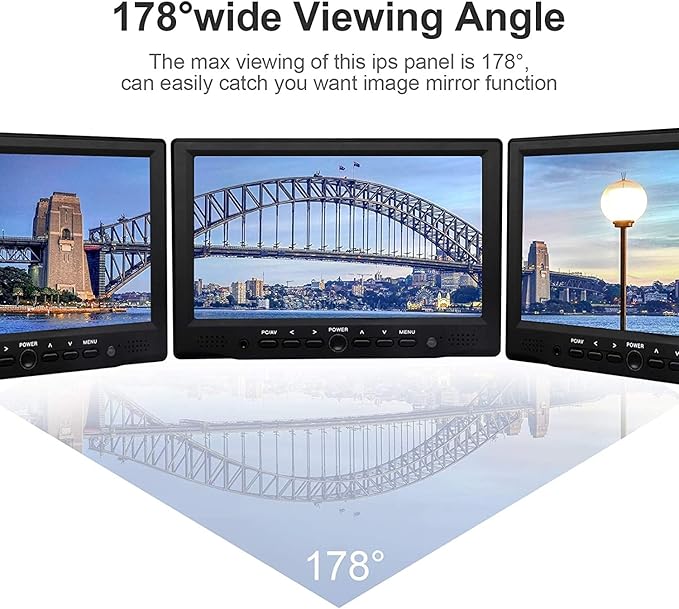 7 inch Small HDMI VGA AV RCA Monitor 1080P Second Screen for PC/Security System/Game Console IPS 1024X600 Pixels 60HZ Built in Loud Speakers &amp Earphone Jack 12V USB Power Cable for Portable Us