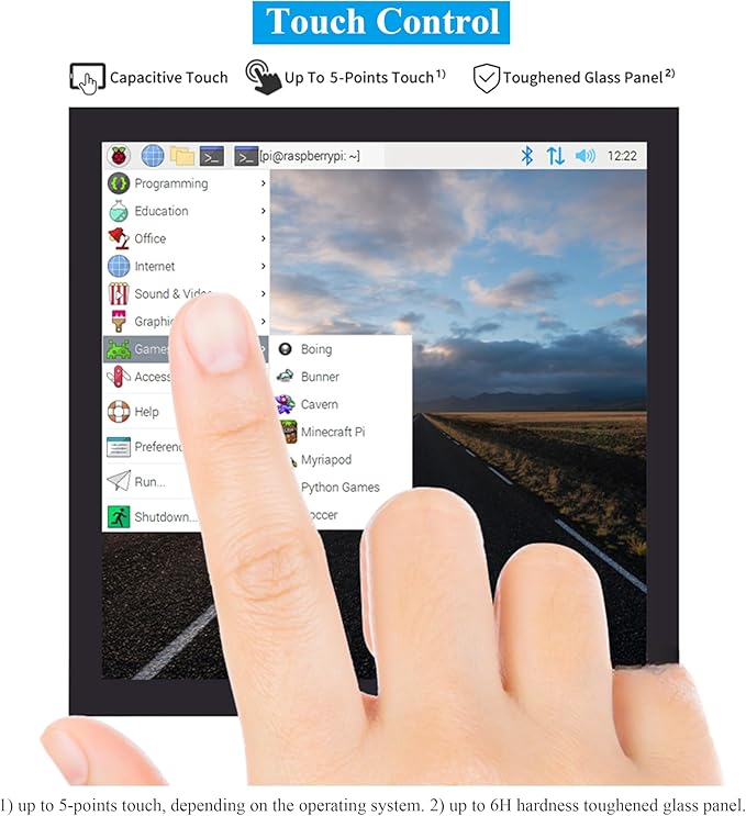 4inch DPI LCD Square Capacitive Touch Screen Compatible with Raspberry Pi 5/4B/3B+/3B/2B/Zero/Zero W/WH/Zero 2W 720x720 Resolution IPS Display Toughened Glass Cover Low Power Solution