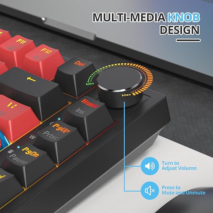 75 Percent Keyboard Gasket-Mounted with Sound Absorbing Pads 82-Key Compact Wired RGB Mechanical Gaming Keyboard Hot-Swap Socket for Win Milan