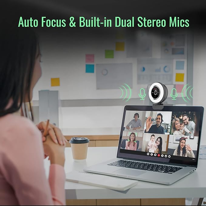 Angetube Streaming Webcam with Microphone: 1080P 60FPS USB Web Cam with Ring Light and Remote Control - HD Web Camera with 5X Digital Zoom Built in Privacy Coverfor PC|Computer|Laptop|Mac|Desktop