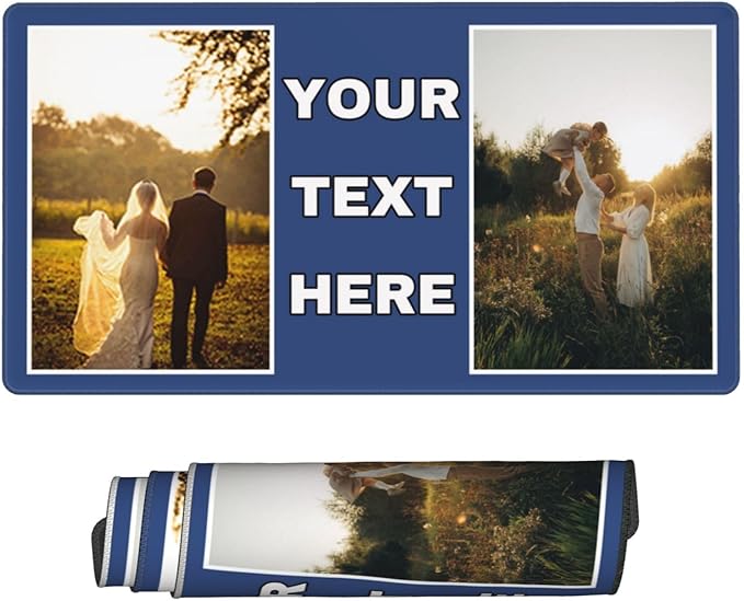 Custom Large Mouse Pad with Photo Personalized Mouse Pads with Picture Text Customized Non-Slip Mousepad for Gaming Offices Home Computer Desk 16x29.5in