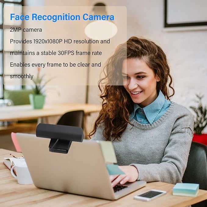 Hello Webcam 080P 30FPS HD Facial Recognition Camera for 10 11 Business USB Webcam with 80°Viewing Angle Used for Online Calling Conference Webcasting
