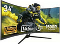 Gawfolk 34 Inch Ultrawide Curved 144Hz Gaming Computer Monitor 1500R PC Screen21:9 UWQHD (3440x1440)Adaptive Sync178° Viewing AngleDisplay Port、HDMI2.0Compatible with wall mounting - Black