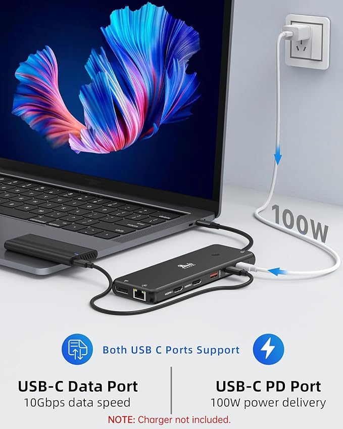 LIONWEI USB C Docking Station Dual Monitor 13 in 1 USB C Hub Triple Display 8 USB C/A Ports Ethernet Audio Laptop Dock for MacBookDellHPLenovoSurface