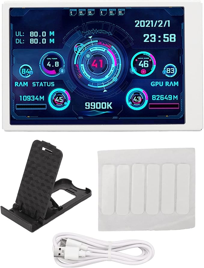 3.5In Computer Temp Full View Display Small Screen Monitor for aida64 Pc CPU Hard Disk Data Black (White)