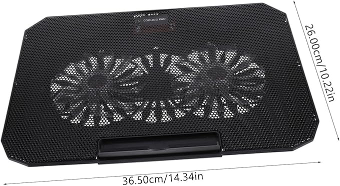 1Pc Laptop Cooler Stand for Laptops Black Ultra Quiet Dual Fans Ergonomic Design USB Powered Material Heat Dissipation