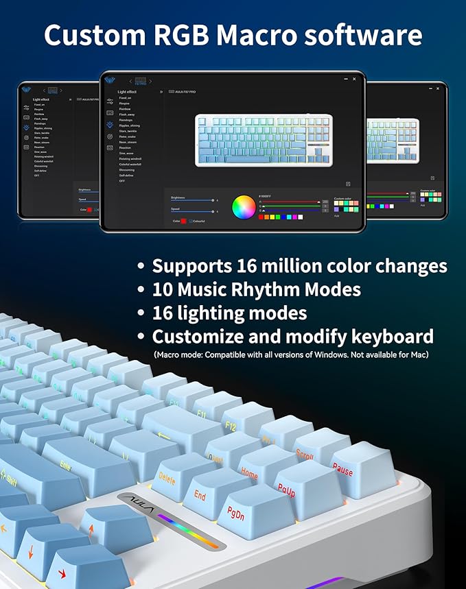 Aula F87 Pro Wireless Mechanical Keyboard 87-Key TKL Tri-Mode (BT5.0/2.4G/USB-C) Hot Swappable Gasket Mount Keyboard 8000mAh Battery RGB Backlit PBT Keycaps Custom Gaming Keyboard for PC Mac