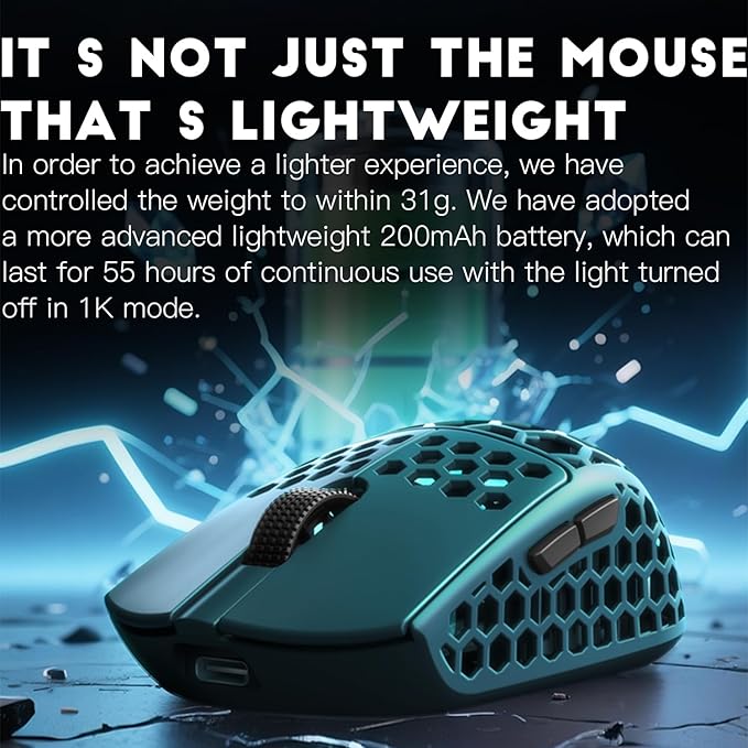 Darmoshark M5Air Mini Fingertip Grasp Gaming Mouse Carbon FiberTri-Mode 8K/Bluetooth Mouse Up to 30000DPIPAW3950 Optical Sensor Lightweight 31g5 programmable ButtonComputer Mouse for LaptopPCMac