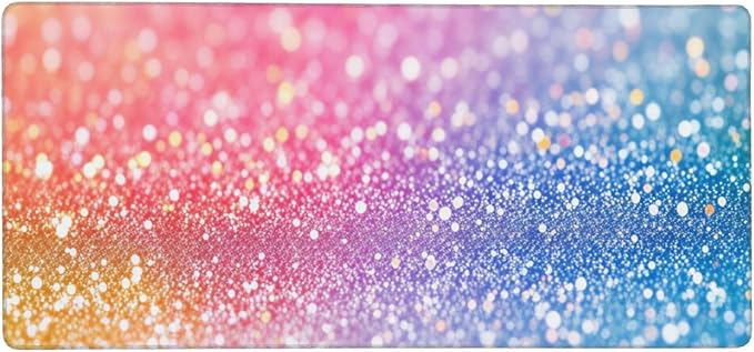 Glitter Large Gaming Mouse Pad 35.5 X 16 Inch Extended Desk Mat for Keyboard and Mouse Waterproof Computer Mousepad with Stitched Edges &amp Non-Slip Base