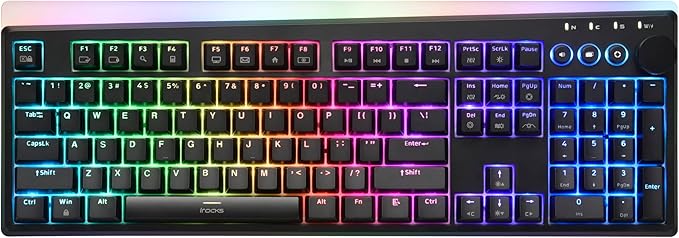iRocks K71R Wireless RGB Mechanical Gaming Keyboard Switches BrownPBT 107 Keys NKRORGB BacklitPro Keyboard for Gaming and WorkDual Interface Wireless &amp Wired Windows Laptop PC MacBlack