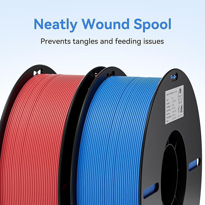 Creality PLA Filament 1.75mm PLA 3D Printer Filament 2kg Cardboard Spool (4.4lbs) Dimensional Accuracy +/- 0.02mm Fit Most FDM Printer (Blue &amp Blue 2-Pack)
