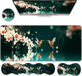 Ergonomic Keyboard Wrist Rest &amp Mouse Pad Wrist Rest SetXL Gaming Desk Mat 31.5x 11.8Non-Slip BaseMemory FoamEasy Typing Pain Relief for Office &amp HomeHummingbirds and Flowers