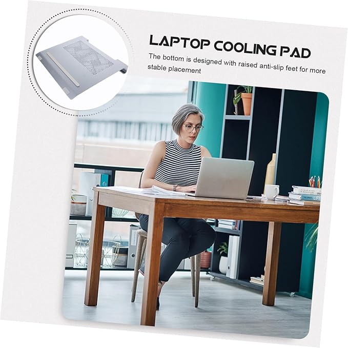 NUOBESTY Aluminum Laptop Cooling Pad Stand with USB Fan for Notebooks Up to Mesh Elevated Cooler Rack for Improved Posture and Heat Dissipation