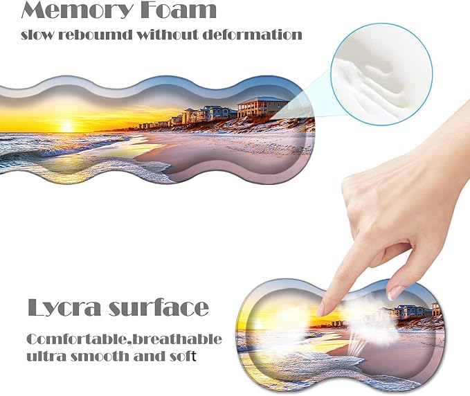 Ergonomic Keyboard Wrist Rest &amp Mouse Pad Wrist Rest SetXL Gaming Desk Mat 31.5x 11.8Non-Slip BaseMemory FoamEasy Typing Pain Relief for Office &amp HomeSunset with Beach Houses
