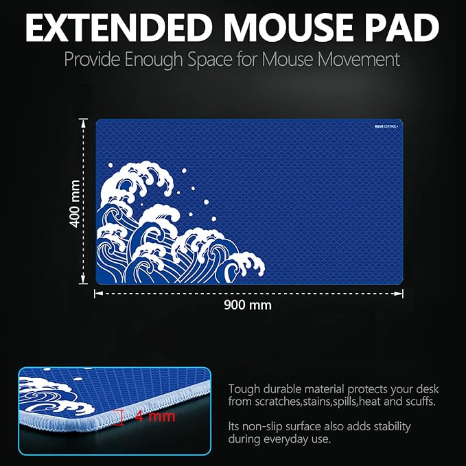 X-Raypad Aqua Control Plus Wave Gaming Mouse Pad Ultra-High Precision Mouse Pad with Perfect Speed and Control Capability Consistent X and Y Glide Designed for Fps Players with Low DPI Requirements