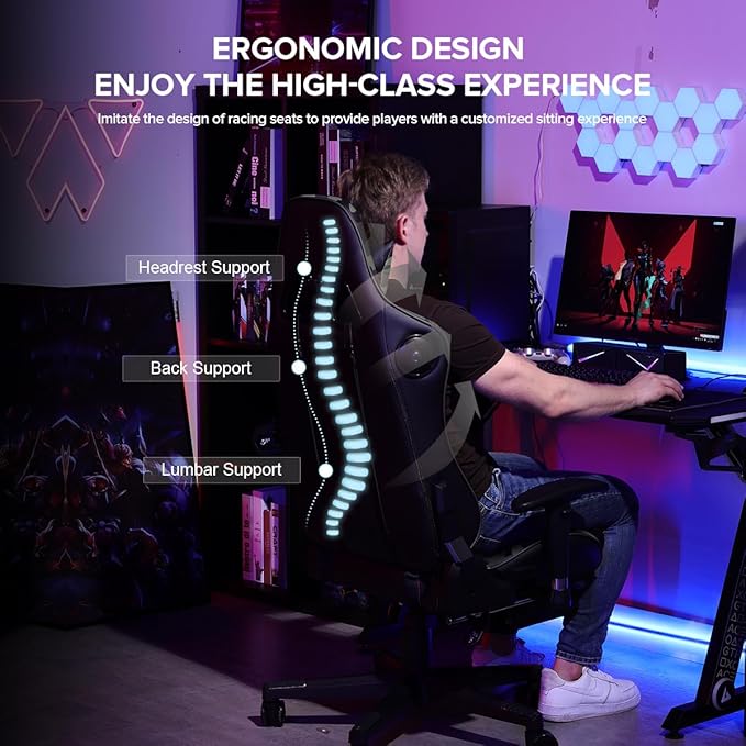 GTRACING Gaming Chair with Footrest Speakers Video Game Chair Bluetooth Music Heavy Duty Ergonomic Computer Office Desk Chair Camouflage