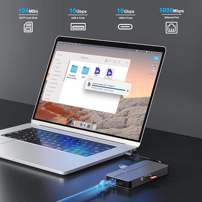 Mac Docking Station Dual Monitor 2 HDMI for MacOS and Windows Laptop Implement MST Compatible MacBook Pro/Air M1/M2/M3/M4 Chips Dual 4K Display for All USB C Computers