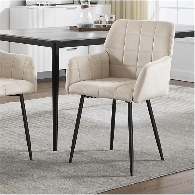 Adjustable Office Computer Chair with Armrest 1pcs Velvet Comfortable Upholstered Kitchen Dining Chairs with Armrests Easy to Assemble
