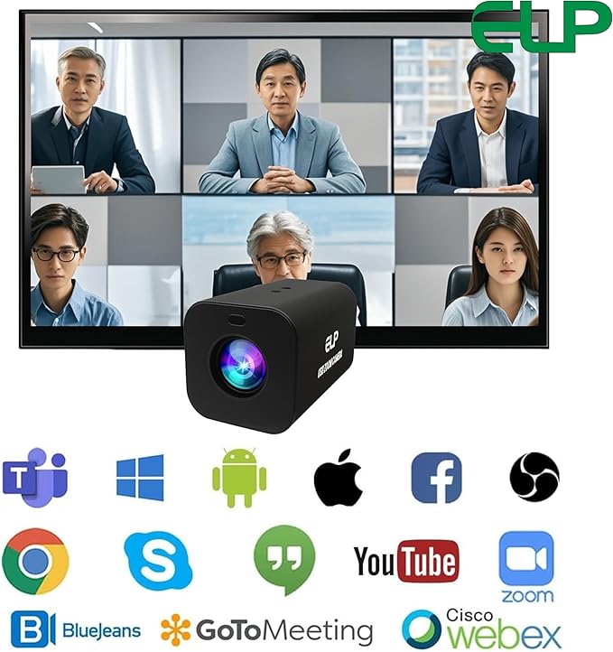 ELP 12X Zoom 4K 30fps USB Camera 1080P 60fps HDMI USB Webcam Autofocus Manual Focus PC Web Cam H.265 H.264 High Speed Web_Camera for Church Streaming Video Conference