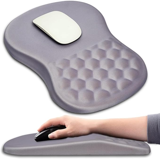 Hokafenle Ergonomic Mouse Pad Wrist Support with Massage Design Wrist Rest Pain Relief Mousepad with Memory Foam&ampNon-Slip PU Base Mouse Pads for Wireless Mouse &amp Desk (12x8 inchLight Purple