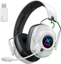 Wireless Gaming Headset with Noise Canceling Microphone for PC PS5 PS4 Switch Mac2.4 GHz Wireless &amp Bluetooth 5.4 Gaming Headphones Cool RGB Lighting 40Hr Battery 50mm Drivers(Pure White)