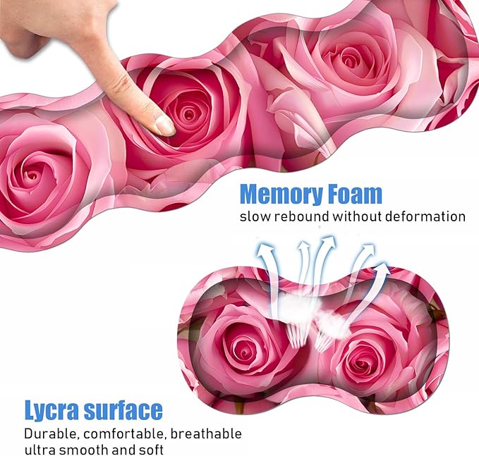 Ergonomic Keyboard Wrist Rest and Mouse Pad Wrist Rest Set Large XXL Gaming Mousepad 31.5x 11.8 Memory Foam Easy Typing Pain Relief Multifunctional Desk Mat for Office &amp Home Pink Roses