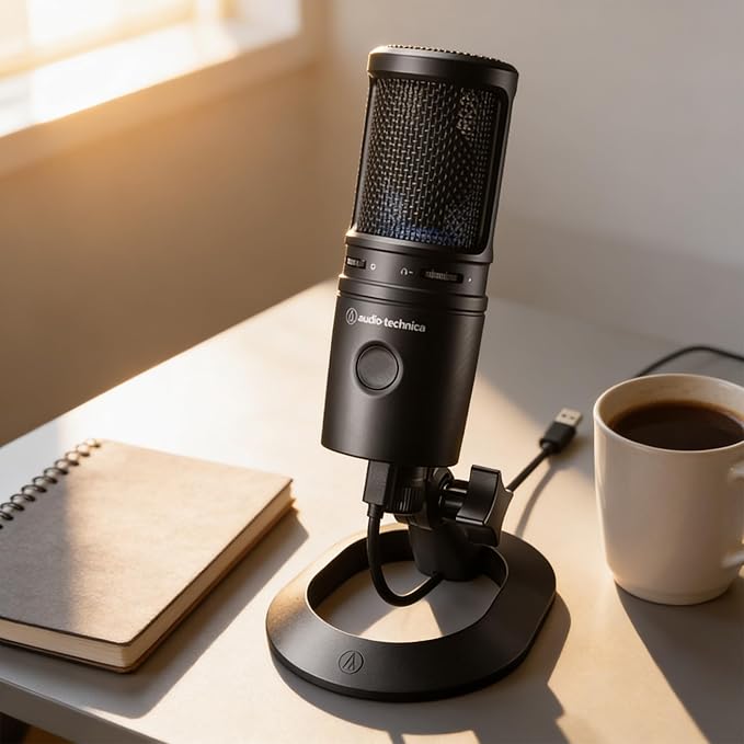Audio-Technica AT2020USB-X Cardioid Condenser USB Microphone - Bundle with Pop Filter Headphone Boom Arm XLR Cable and Austin Bazaar Polishing Cloth