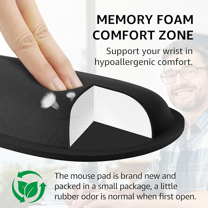 KTRIO Ergonomic Keyboard Wrist Rest Memory Foam Wrist Rest for Computer Keyboard Mouse Pad Set for Easy Typing &amp Pain Relief for Office &amp Home Black