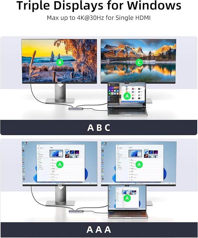 USB C Docking Station Dual Monitor 10 in 1 USB-C Hub to HDMI VGA Adapter with 1Gbps Ethernet 100W Charging usb c Hub to USB 3.5 Audio Card Reader Compatible for Dell/MacBook/Surface Laptops