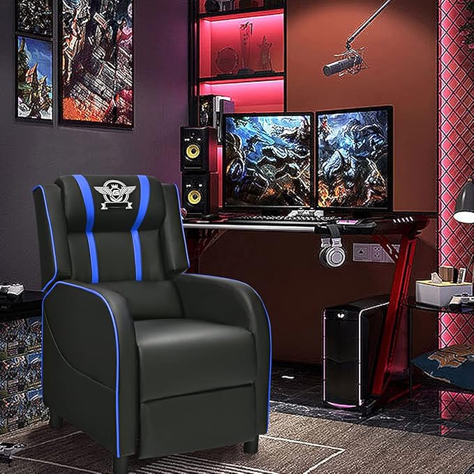 GORELAX Modern Massage Gaming Recliner Chair PU Leather Home Theater Recliner Chairs w/Footrest and Massage Racing Style Sofa Chair for Living Bedroom Gaming Room