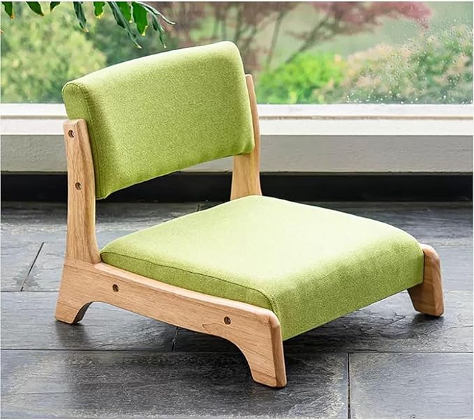 ELEFOCUS Window Floor Chair Fabric Cushion Lazy Tatami Legless Chair Back Support Living Room 45X50X43CM(A)