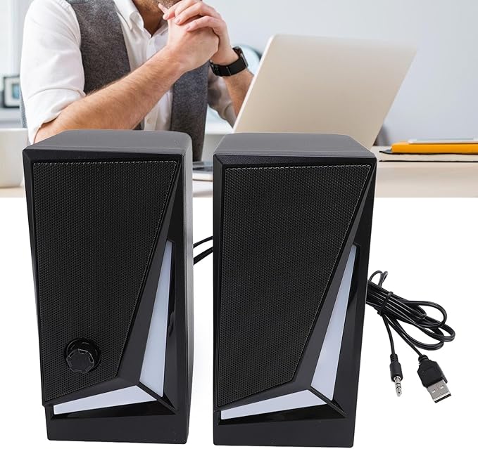 2 Inch Computer Speakers USB RGB 7 Dynamic Light Effects with 3.5mm Port Full Range Unit for Desktop PC Laptop Gaming Sound System