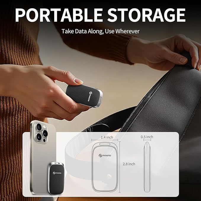 PHIXERO P20 External Portable SSD 2TBup to 2050Mb/sExternal Solid State Drives with 2 in 1 USB C Cable with LED IndicatorUSB 3.2 Gen 2 Portable Hard Drive for iPhone 15/16 PRO Mac PC &amp Laptop