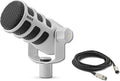 Rode PodMic Cardioid Dynamic Broadcast Microphone (White) with XLR Cable and StreamEye Polishing Cloth
