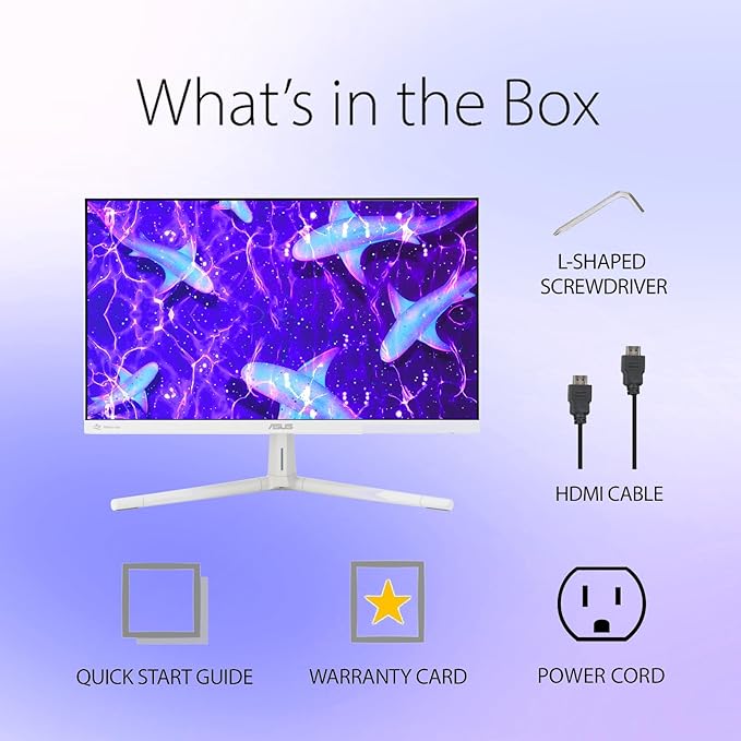 ASUS 24 Inch 1080P Business Monitor Full HD IPS Display 100Hz Refresh Rate 1ms MPRT Eye Care Built-in Nano-ion Generator SmoothMotion Adaptive Sync HDMI x2 Height and Tilt Adjustable White