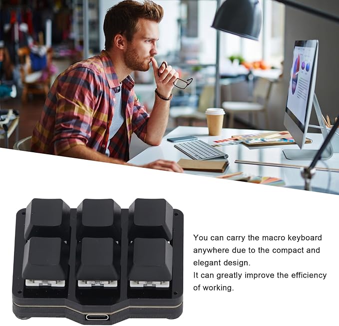 One Handed Macro Mechanical Keyboard Real Time Floating Window Better Control with 4 Modes of Macro for Gaming and Typing Multifunctional USB Keypad for