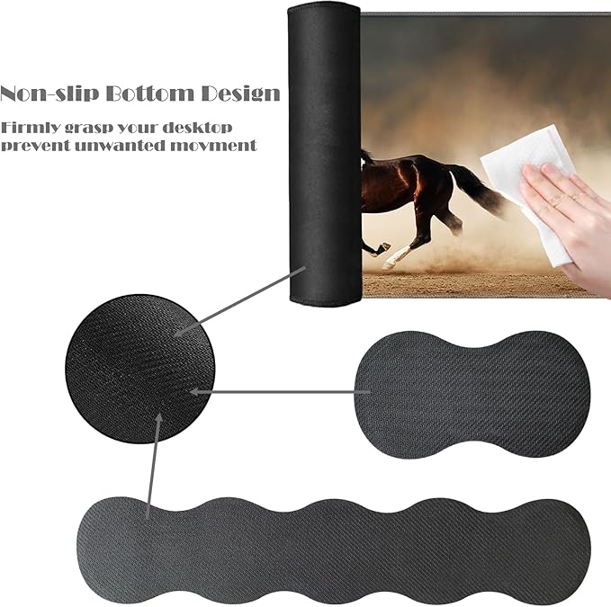 Ergonomic Keyboard Wrist Rest &amp Mouse Pad Wrist Rest SetXL Gaming Desk Mat 31.5x 11.8Non-Slip BaseMemory FoamEasy Typing Pain Relief for Office &amp HomeHorse Running