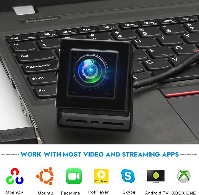 120fps USB Camera 12Megapixel High Speed Starlight Lightburn Low Illumination Slow Motion 4K Webcam with 185Degree Fisheye Wide Angle Lens Plug and Play for Inspection Microscope 3D Printer