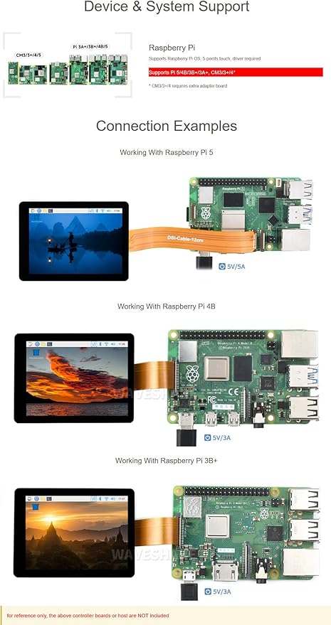 2.8inch DSI Capacitive 480×640 IPS Display Panel Touch Display LCD for Raspberry Pi 5/4B/3B+/3A+ with I2C Touch Port and Fully Laminated Screen