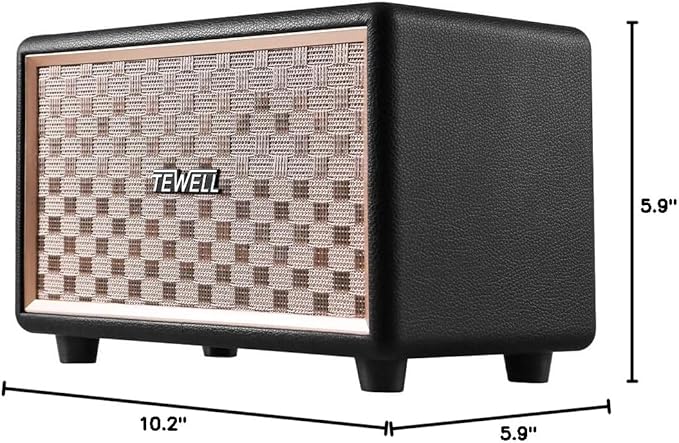 Home Speaker with Premium Audio | Rich Bass Rotary Dial for Volume Control | Toggle Switch Wireless Bluetooth &amp 3.5mm Aux Input for Turntable | Record Player AC Powered (Upgraded Version)