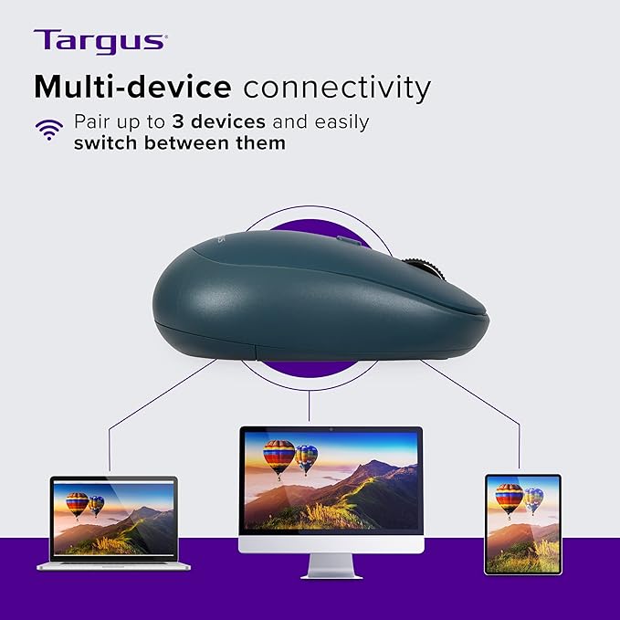 Targus Wireless Bluetooth Mouse for PC/Mac Multi-Device Connectivity Protection Laptop/Computer Mouse Blue (PMB58202GL)