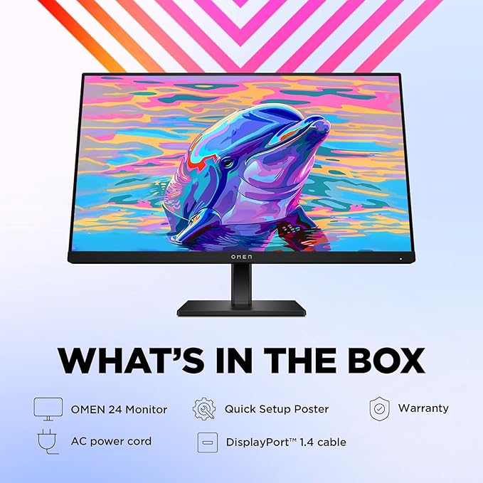 HP OMEN Series 23.8 FHD IPS Gaming Monitor 165Hz Refresh LED Display AMD FreeSync Premium HDR Anti-Glare Monitor Wall Mountable(100x100mm) 1 x DisplayPort 2 x HDMI Tilt|Height|Pivot Stand