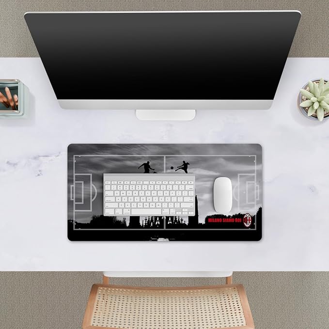 Head Case Designs Officially Licensed AC Milan Milano Siamo NOI Crest Logo 23.62 x 11.81 x 0.12 inches (600 x 300 mm) - L Gaming Office Desk PC Keyboard Mouse Mat Pad