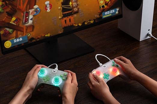8BitDo Ultimate Mini Wired Controller for Xbox with RGB Lighting Fire Ring Hall Effect Joysticks and Triggers for Xbox Series X|S Xbox One Windows 10/11 - Officially Licensed (Translucent Pink)