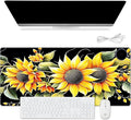 Warm Desk Pad Warm Mouse Pad Gaming Office Desk Matwith 3 Levels Heated &amp 3 Hours Auto Shut - 31.5 x 13 inch PU Leather Laptop Keyboard Mat for Home Office Hand WarmerBeautiful Sunflower -91