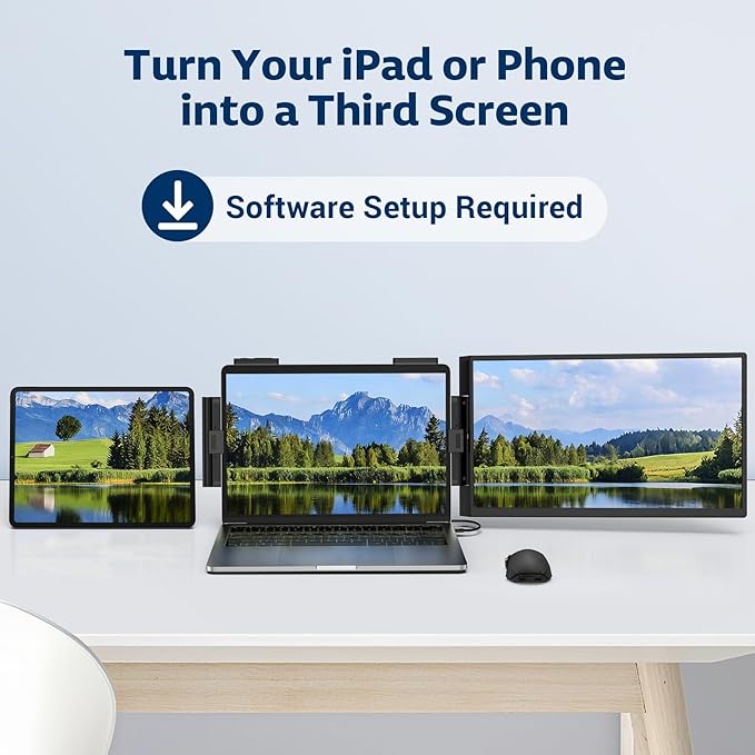 HONGO Portable Studio Display 15.6 FHD IPS 1080P Monitor — Laptop Screen Extender &amp Phone/Pad Mount for 14–16 Laptops Turn Phone into Webcam + Keyboard Control (Third‑Party App Required)