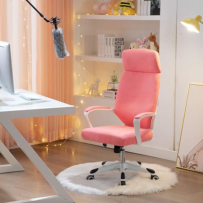 Mlaea High Back Gaming Chairs Living Room Chair with Height Adjustable Rocking Function Executive Swivel Computer Chair(Size:50 * 47 * 105-113CMColor:White)