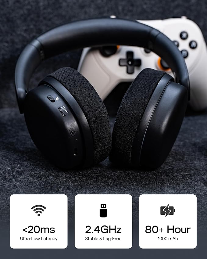 EPOMAKER X Aula G7 Pro Wireless Gaming Headset Dual Mode BT5.3 &amp 2.4GHz 7.1 Surround Sound 80+ Hour Battery RGB Light with Noise Canceling Mic for PS5 PS4 Switch PC (Black)