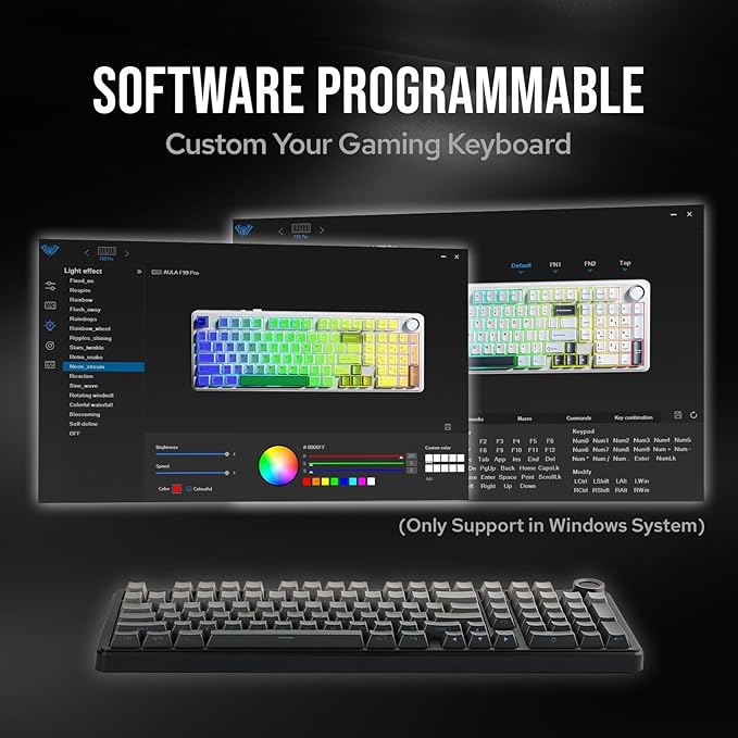 MechLands Aula F99 PRO 96% Mechanical Gaming Keyboard BT5.0/USB-C/2.4GHz Wireless Hot Swappable Gasket Custom Keyboard with 8000mAH Battery Rotary Knob RGB Backlit for Win/Mac (Grey)